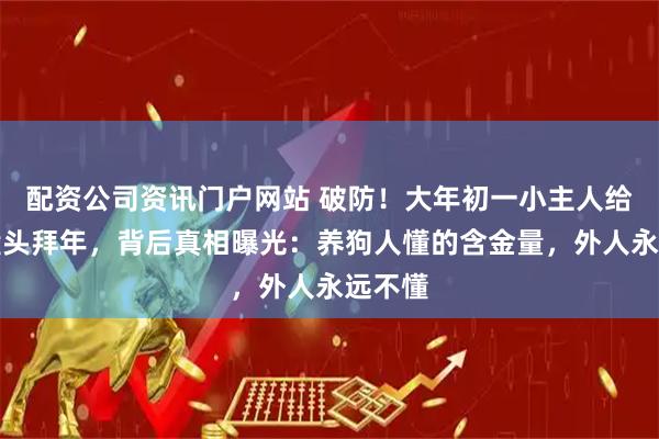 配资公司资讯门户网站 破防！大年初一小主人给狗狗磕头拜年，背后真相曝光：养狗人懂的含金量，外人永远不懂